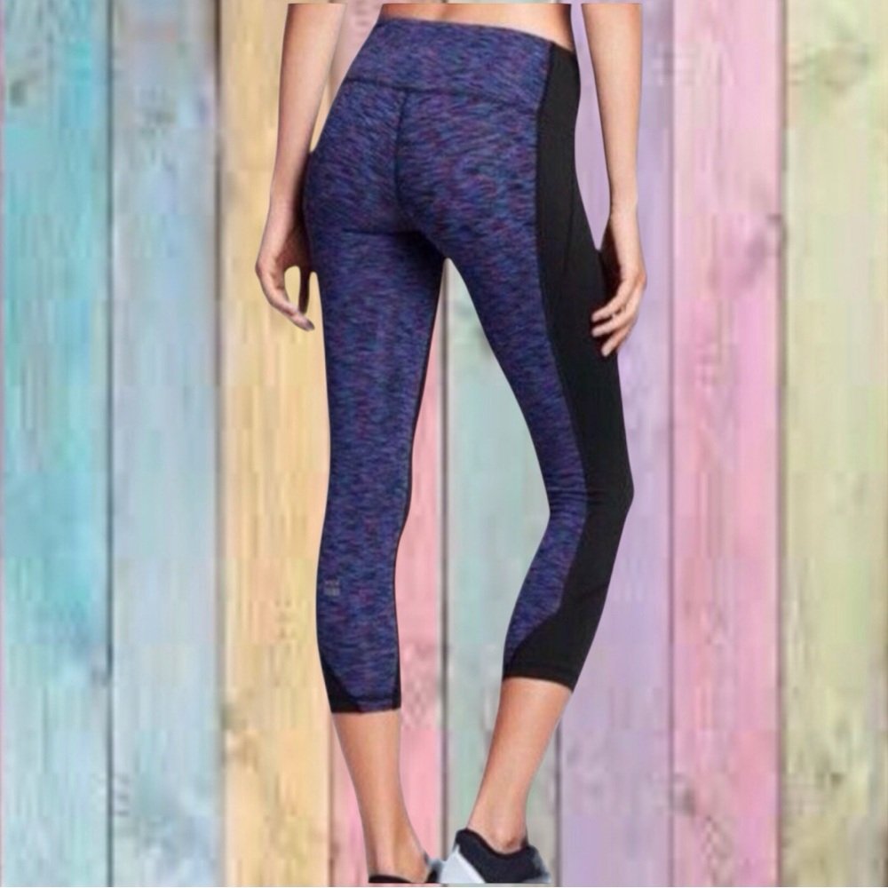 Victoria’s Secret High Waist Black Purple Heather Print Knockout Sport Tights